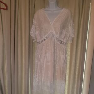 SHEIN Ivory Sheer Lace Maxi Dress